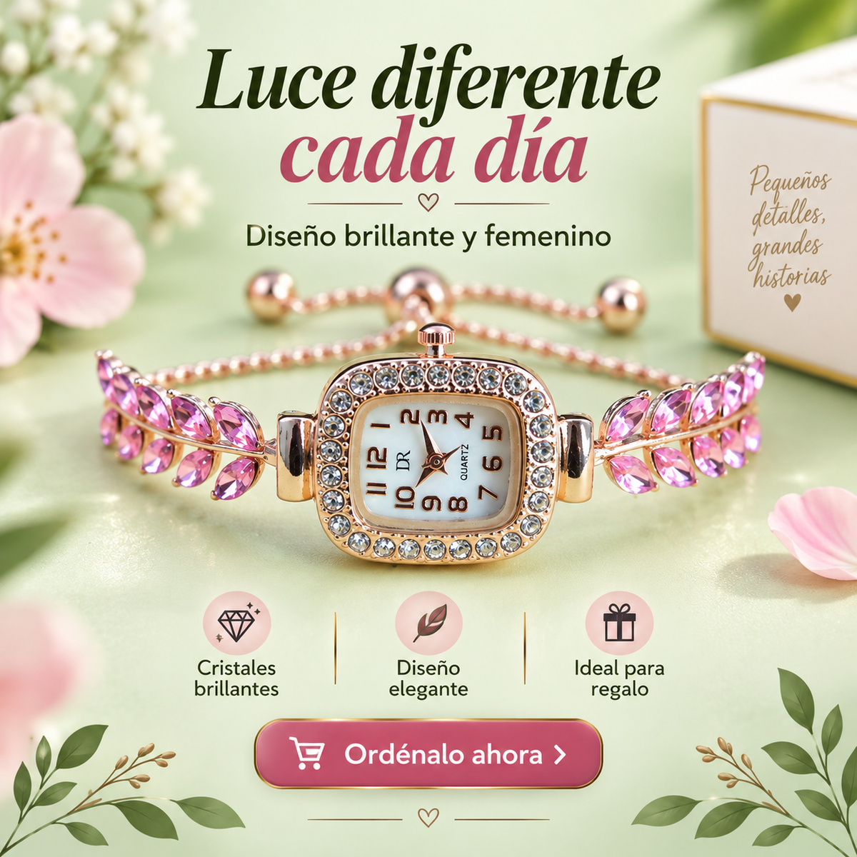 DR-12 RELOJ PULSERA DORADO TIPO JOYA